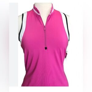 LUCKY IN LOVE Santa Fe zip sleeveless Tennis Pickleball Tank Top Golf Gym Small